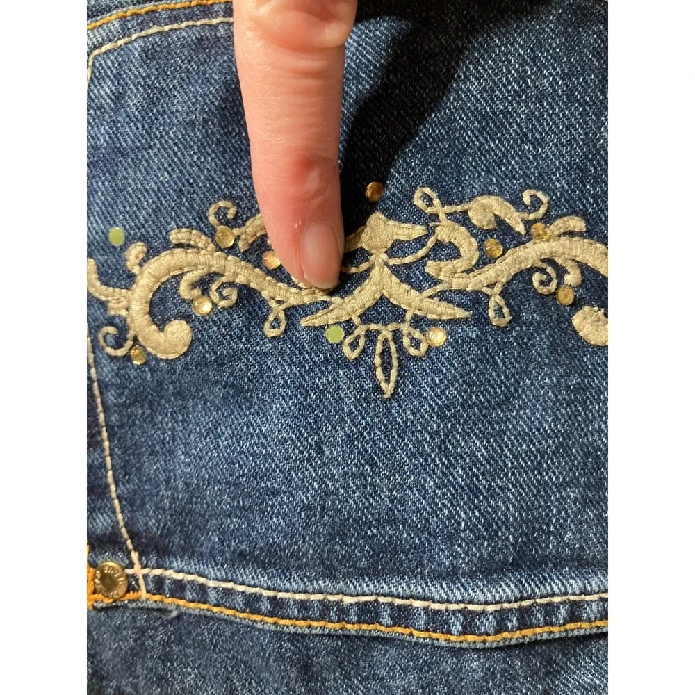 Lawman Jeans Women's 13/14 Blue Embroidered Boot Western Cowgirl‎ Rodeo Denim